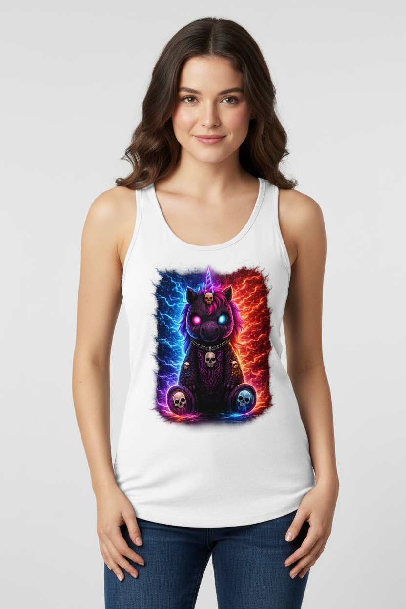 Damen Basic Tank Top Dämonisches Einhorn mit leuchtenden Mustern