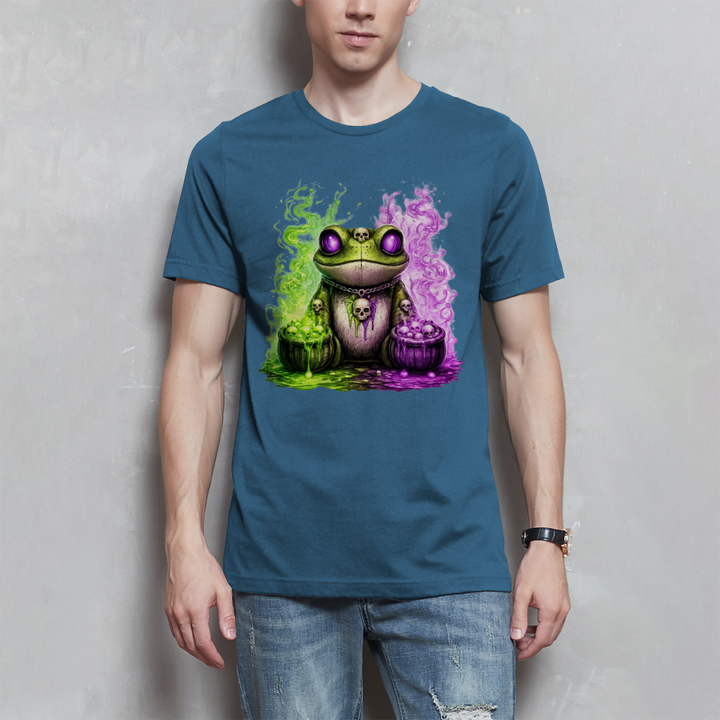Herren T-Shirt Der bedrohliche Frosch mit Totenköpfen