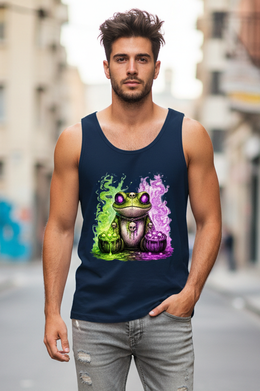 Herren Basic Tank Top Der bedrohliche Frosch mit Totenköpfen