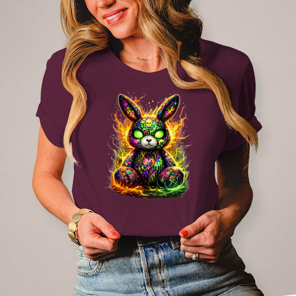 Damen T-Shirt Neon-demon bunny of fiery chaos