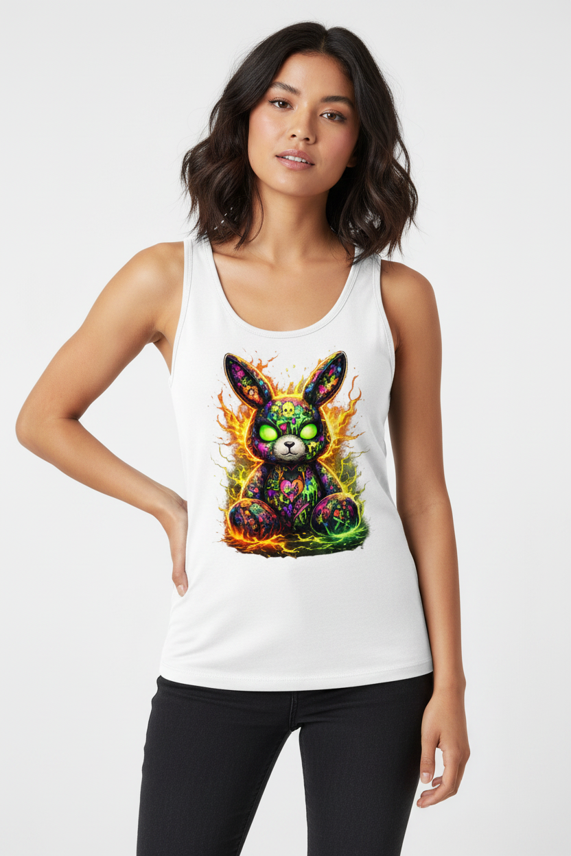 Damen Basic Tank Top Neon-demon bunny of fiery chaos