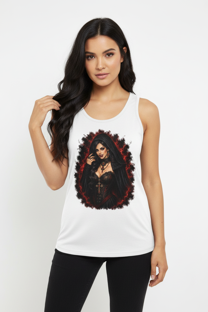 Damen Basic Tank Top Dunkler, verführerischer vampirischer Blick