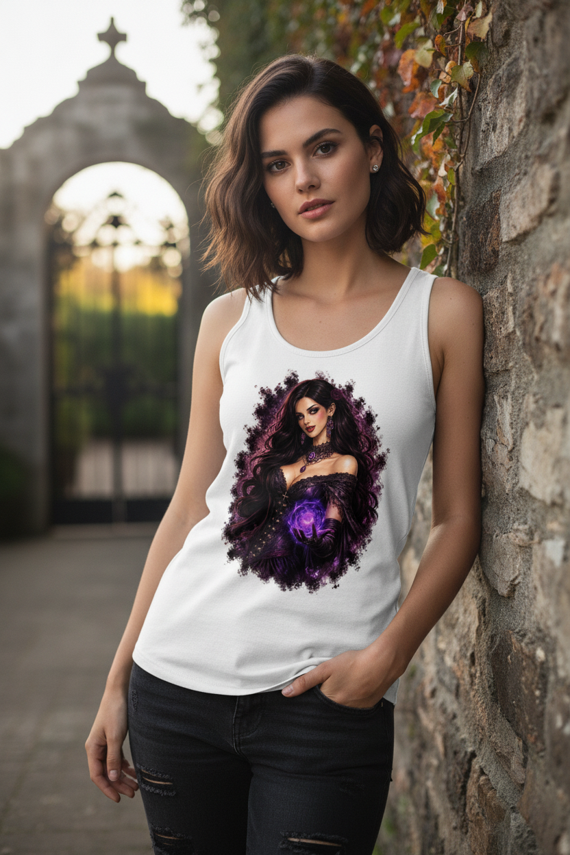 Damen Basic Tank Top Dämonische Magie in Gothic-Pracht