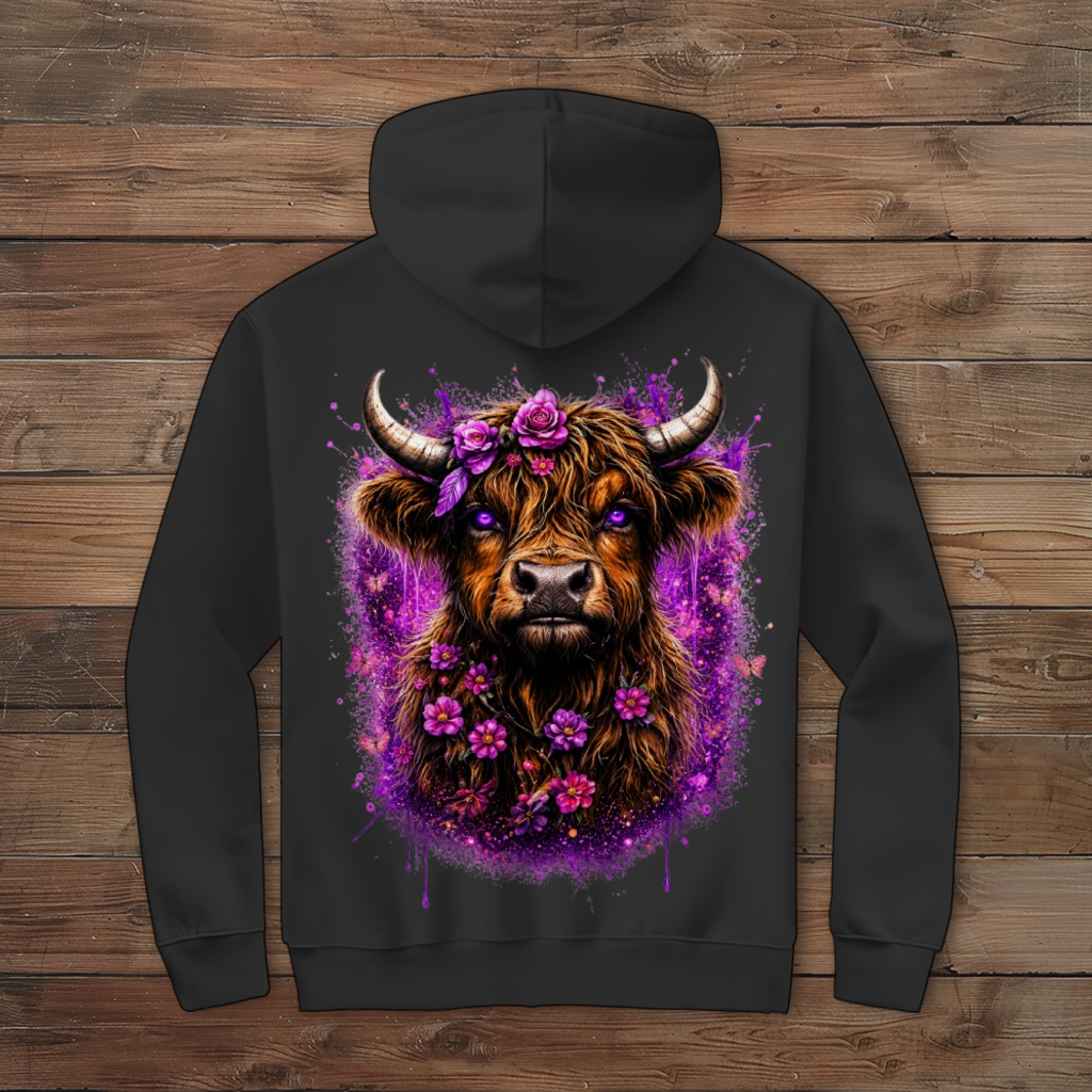 Damen Zipper Hoodie Magischer Highlander mit Blumenkrone