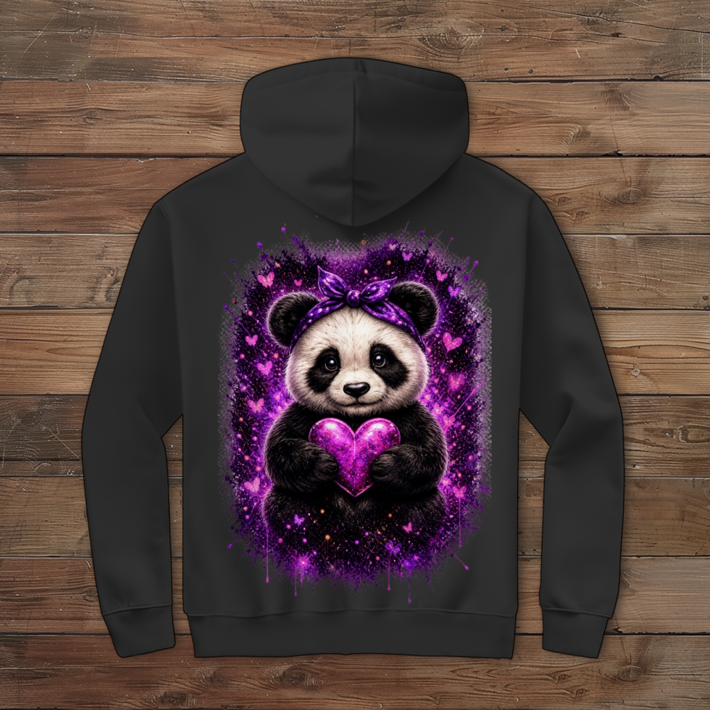 Damen Zipper Hoodie Kuscheliger Panda mit leuchtendem Herz