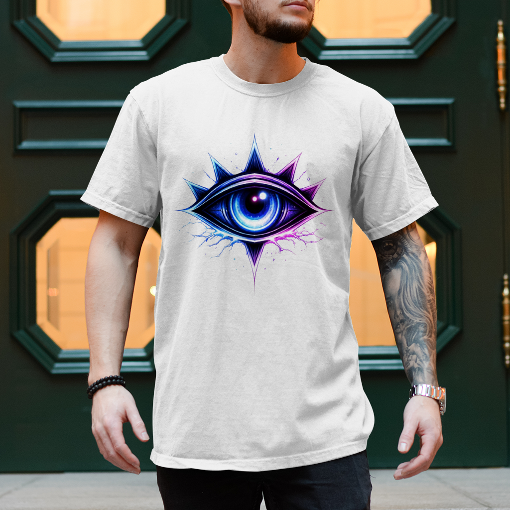 Herren T-Shirt Neon-magenta mystische Augenemblemm