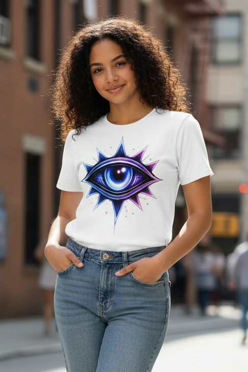 Kinder Basic T-Shirt Neon-magenta mystische Augenemblemm