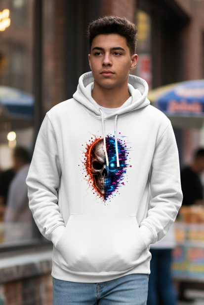 Kids Basic Hoodie Feuriger versus digitaler Totenschädel