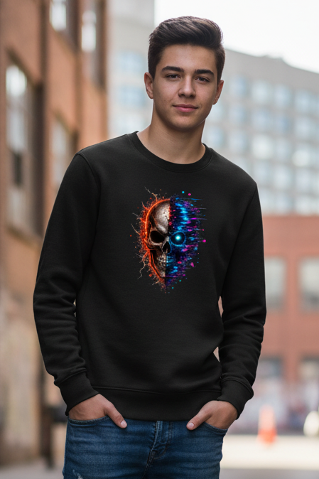 Kinder Sweatshirt Feuriger versus digitaler Totenschädel