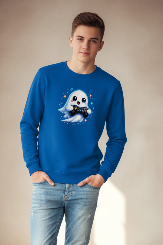 Kinder Sweatshirt Kleiner Geistermascot mit Spielcontroller