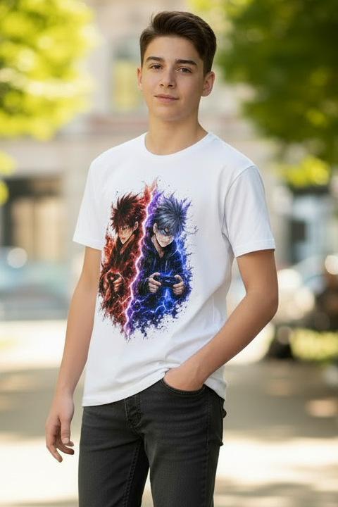 Kinder Basic T-Shirt Elektrische Rivalen im Kampf