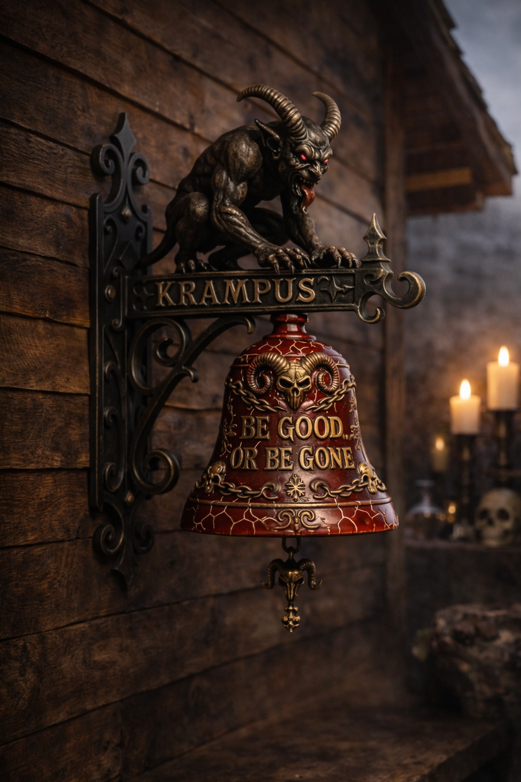 Glocke „Krampus“ – Mystische Wandglocke im düsteren Design