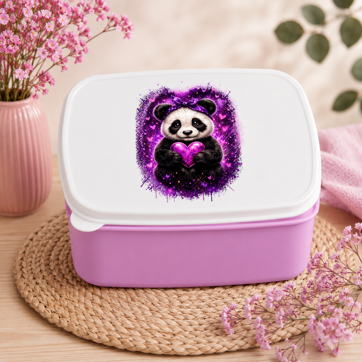 Lunchbox Kuscheliger Panda mit leuchtendem Herz