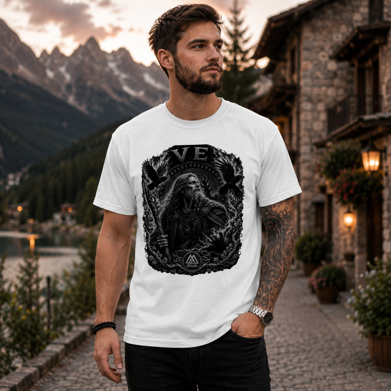 Herren T-Shirt Ve Mächtige Rune und mystische Energie