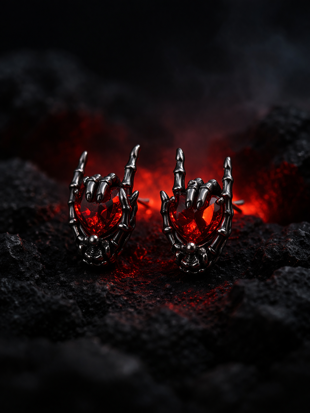 🖤❤️ Schmuckset „Dark Heart“ – Halskette & Ohrstecker ❤️🖤