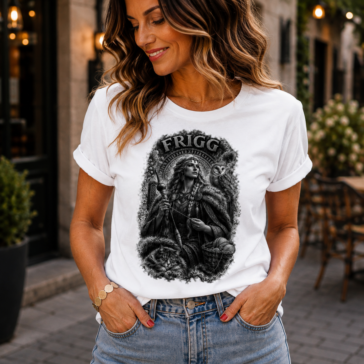 Damen T-Shirt Frigg die Schicksalsweberin