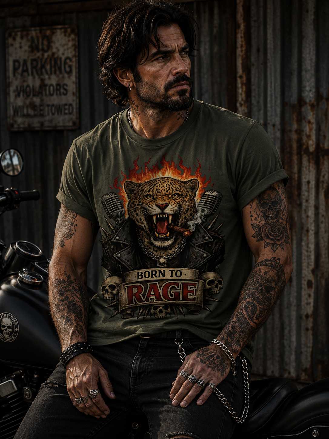 Herren T-Shirt Leopard Born To RAGE