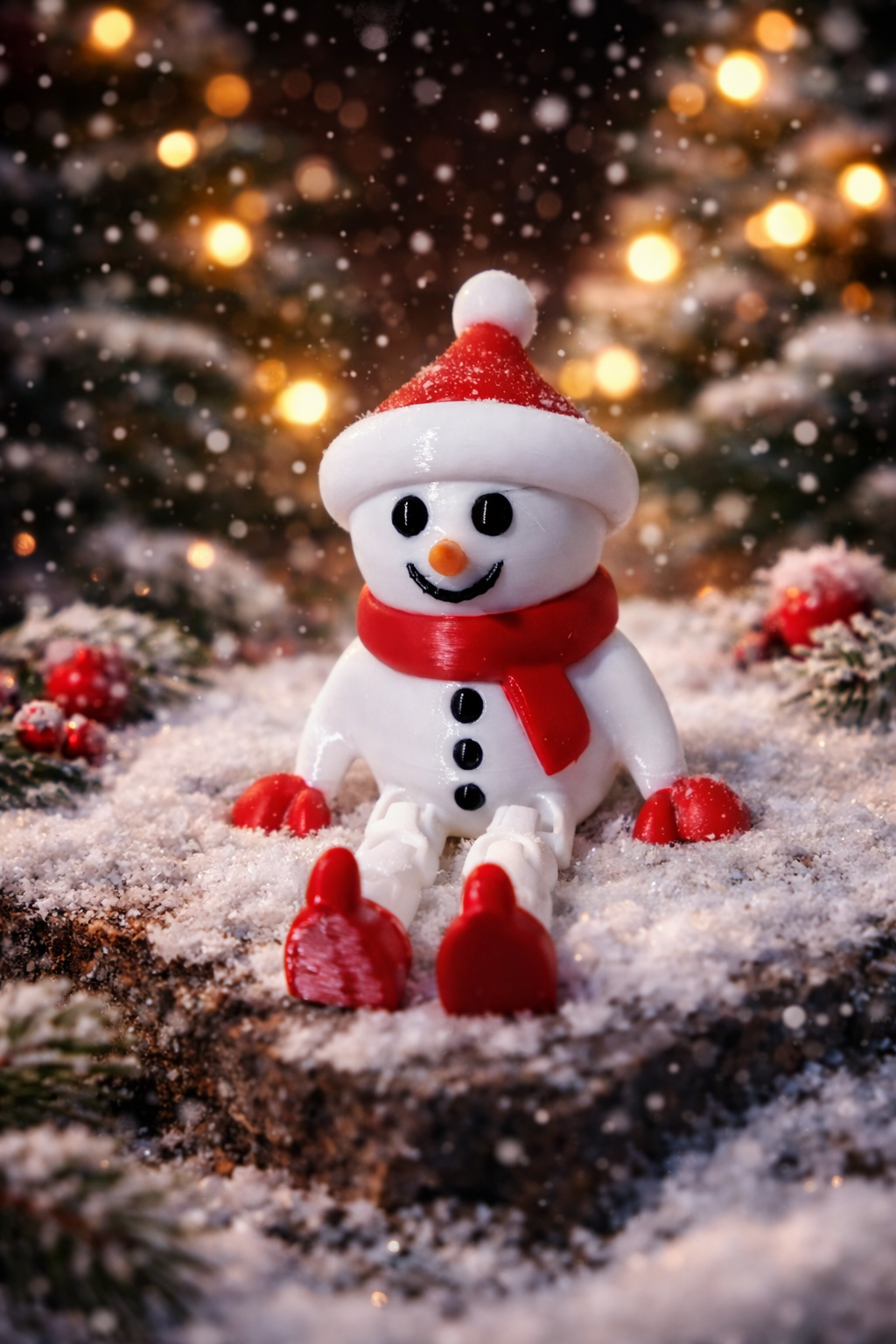 3D-Druck Schneemann mit beweglichen Beinen – Winterliche Dekoration