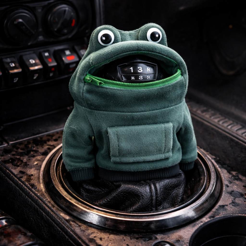 Schalthebel-Hoodie „Frosch“ – Der lustige Blickfang für dein Auto