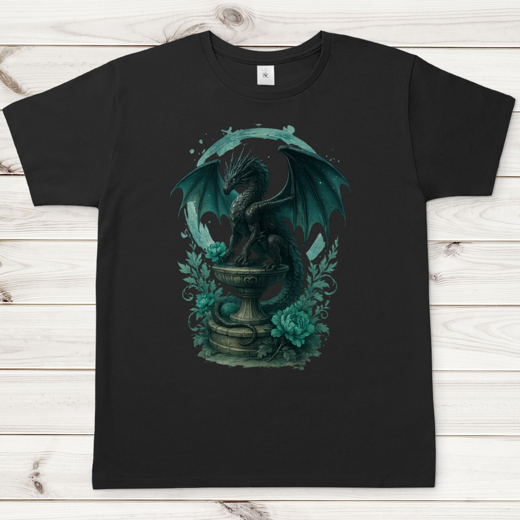 Herren T-Shirt Drache auf Podest, Türkis