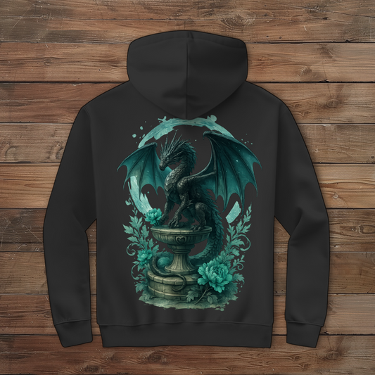 Herren Zipper Hoodie Drache auf Podest, Türkis