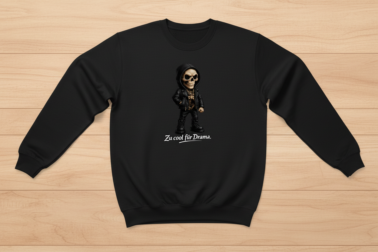 Kinder Sweatshirt Zu cool für Drama Skelett Teenager