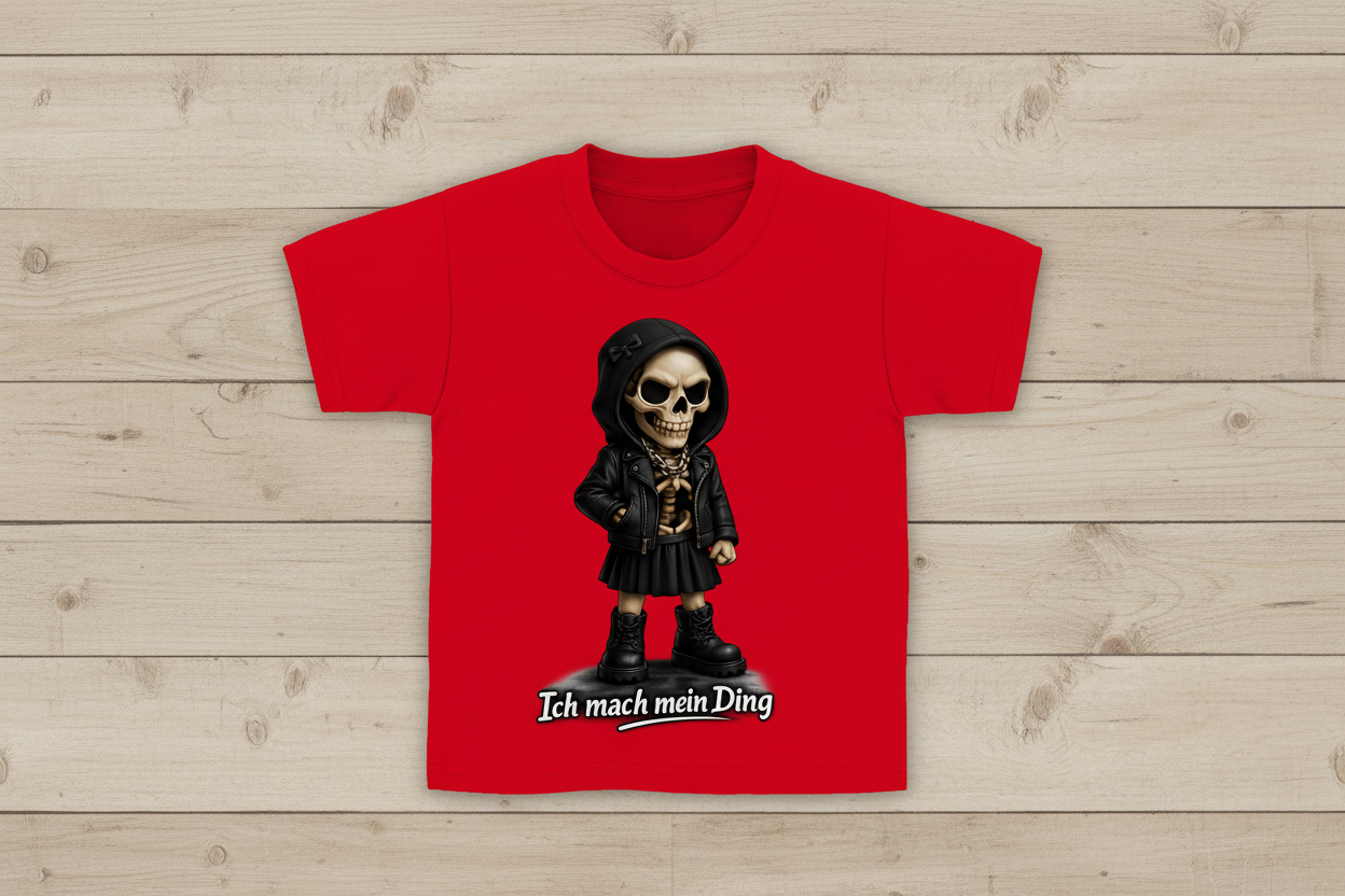Kinder Basic T-Shirt Ich mach mein Ding Skelett Teenager Girl