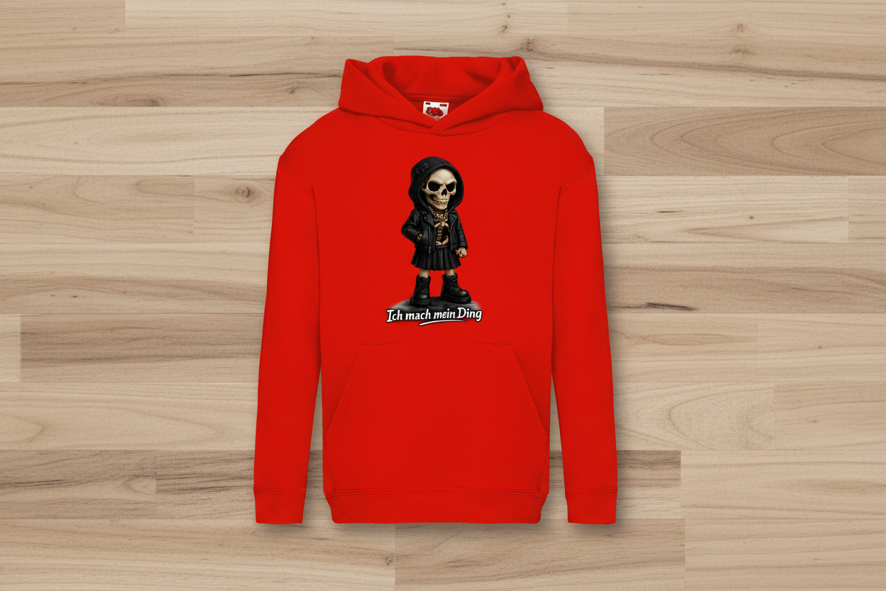 Kids Basic Hoodie Ich mach mein Ding Skelett Teenager Girl