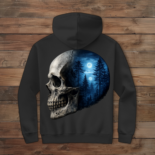 Herren Zipper Hoodie Schädel Wald blau