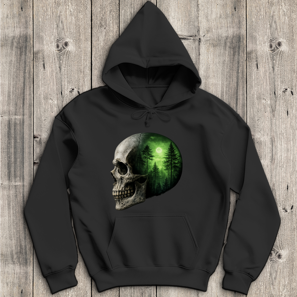 Herren Hoodie Schädel Wald grün