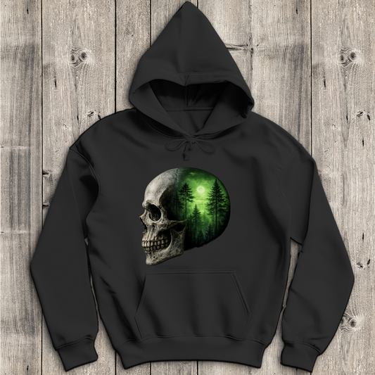 Herren Hoodie Schädel Wald grün