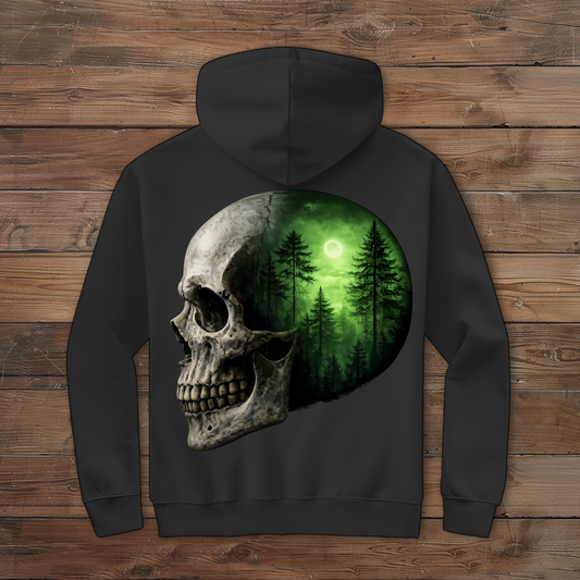 Herren Zipper Hoodie Schädel Wald grün