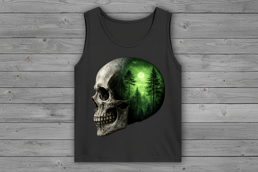 Herren Basic Tank Top Schädel Wald grün