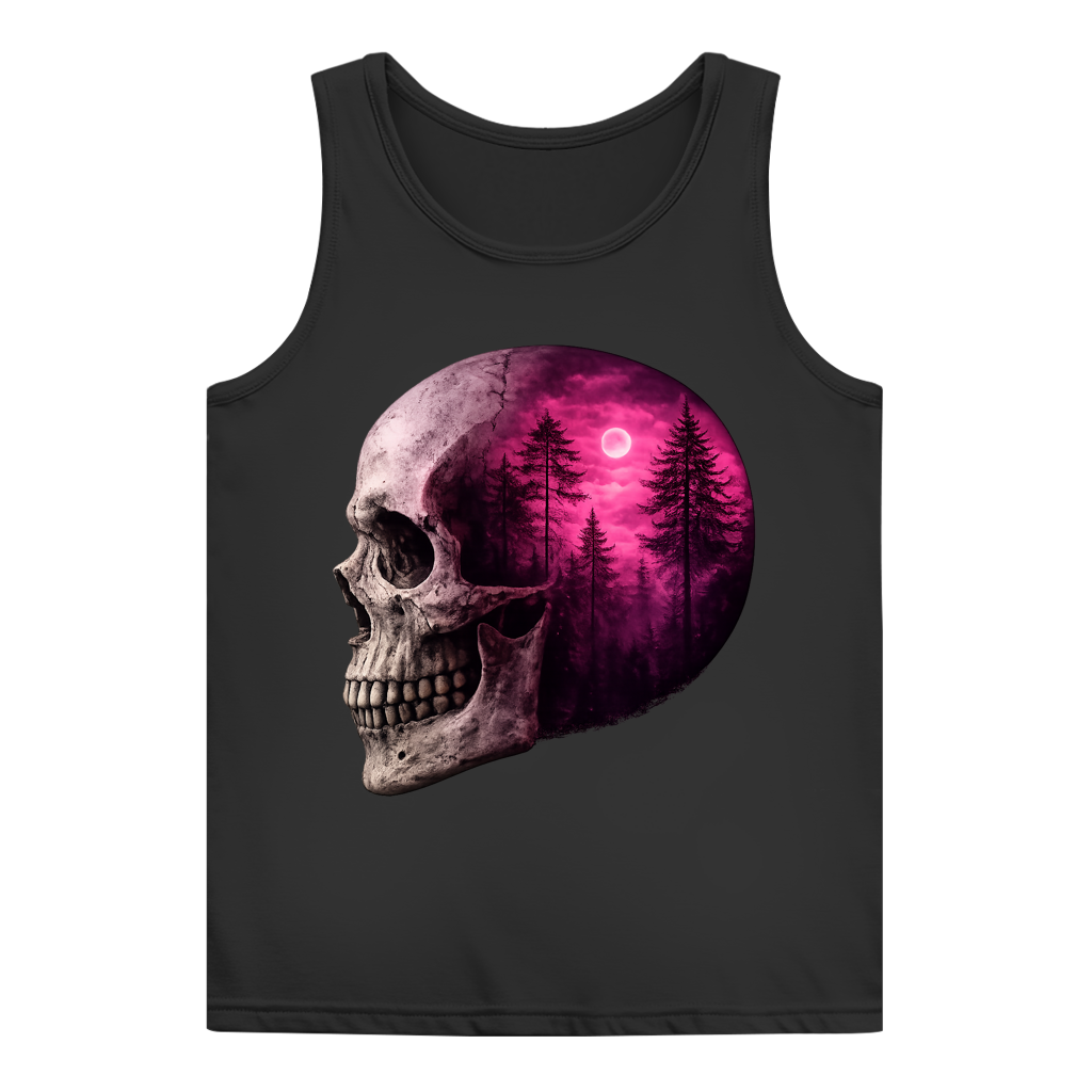 Damen Basic Tank Top Schädel Wald Pink