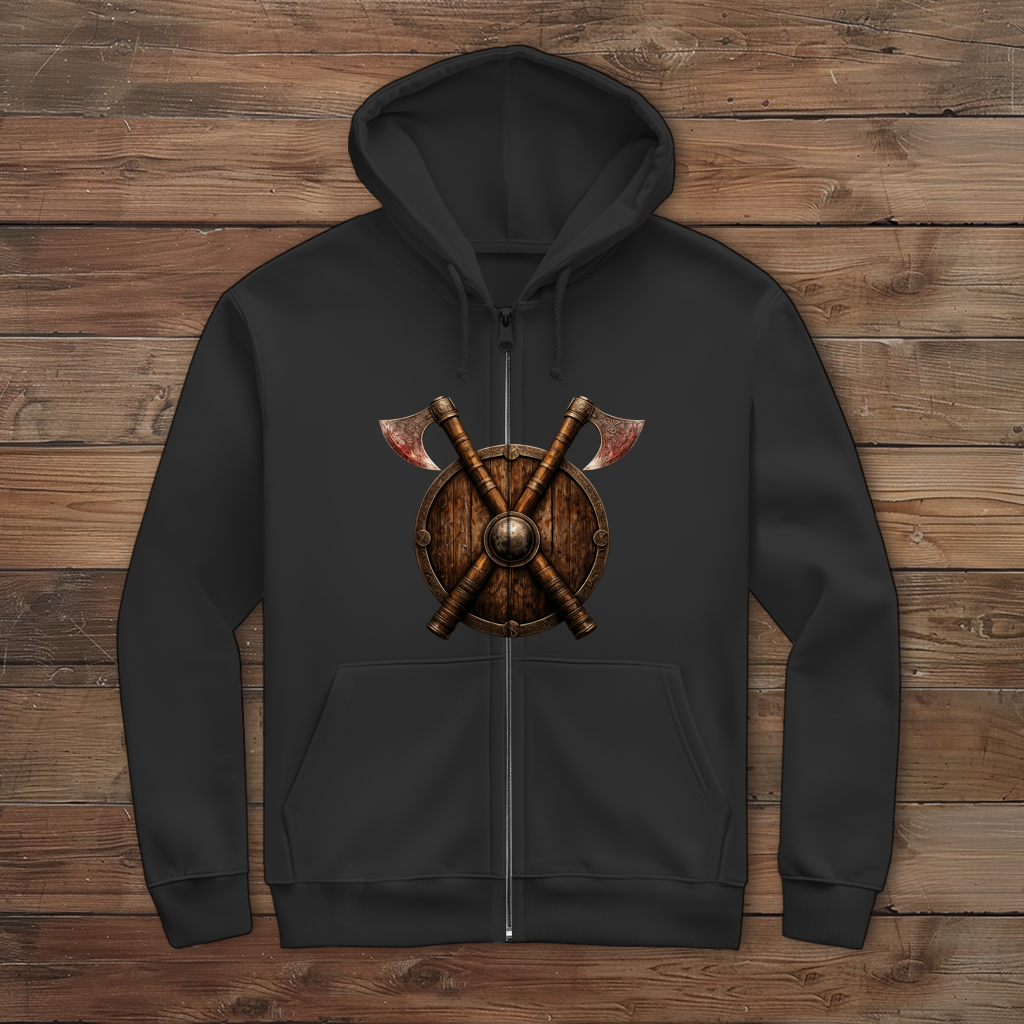 Herren Zipper Hoodie Krieger mit Spruch  Wert mit mir zu stehen