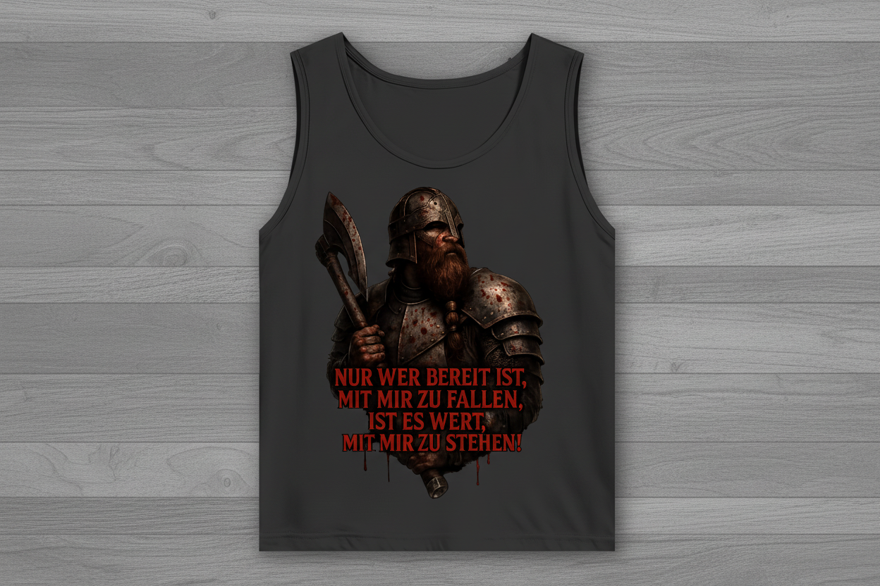 Herren Basic Tank Top Krieger mit Spruch  Wert mit mir zu stehen