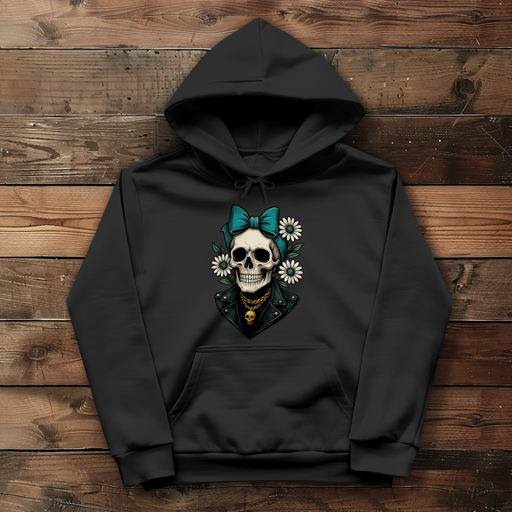Damen Hoodie Skelett Frau Gänseblümchen