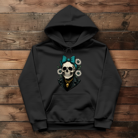 Damen Hoodie Skelett Frau Gänseblümchen