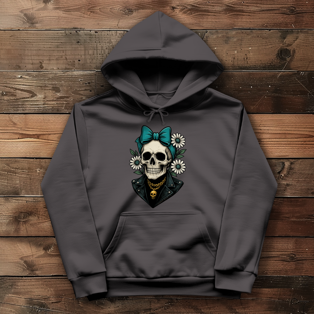 Damen Hoodie Skelett Frau Gänseblümchen