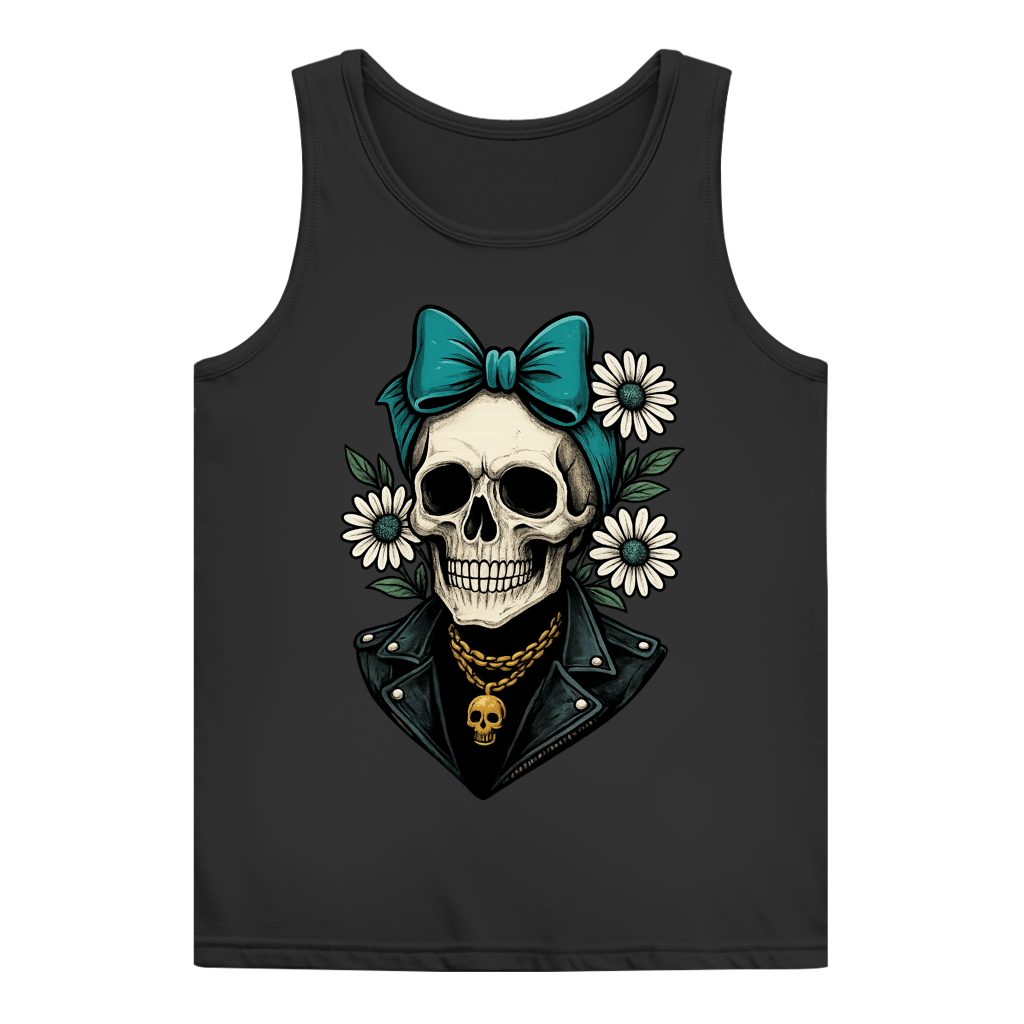 Damen Basic Tank Top Skelett Frau Gänseblümchen
