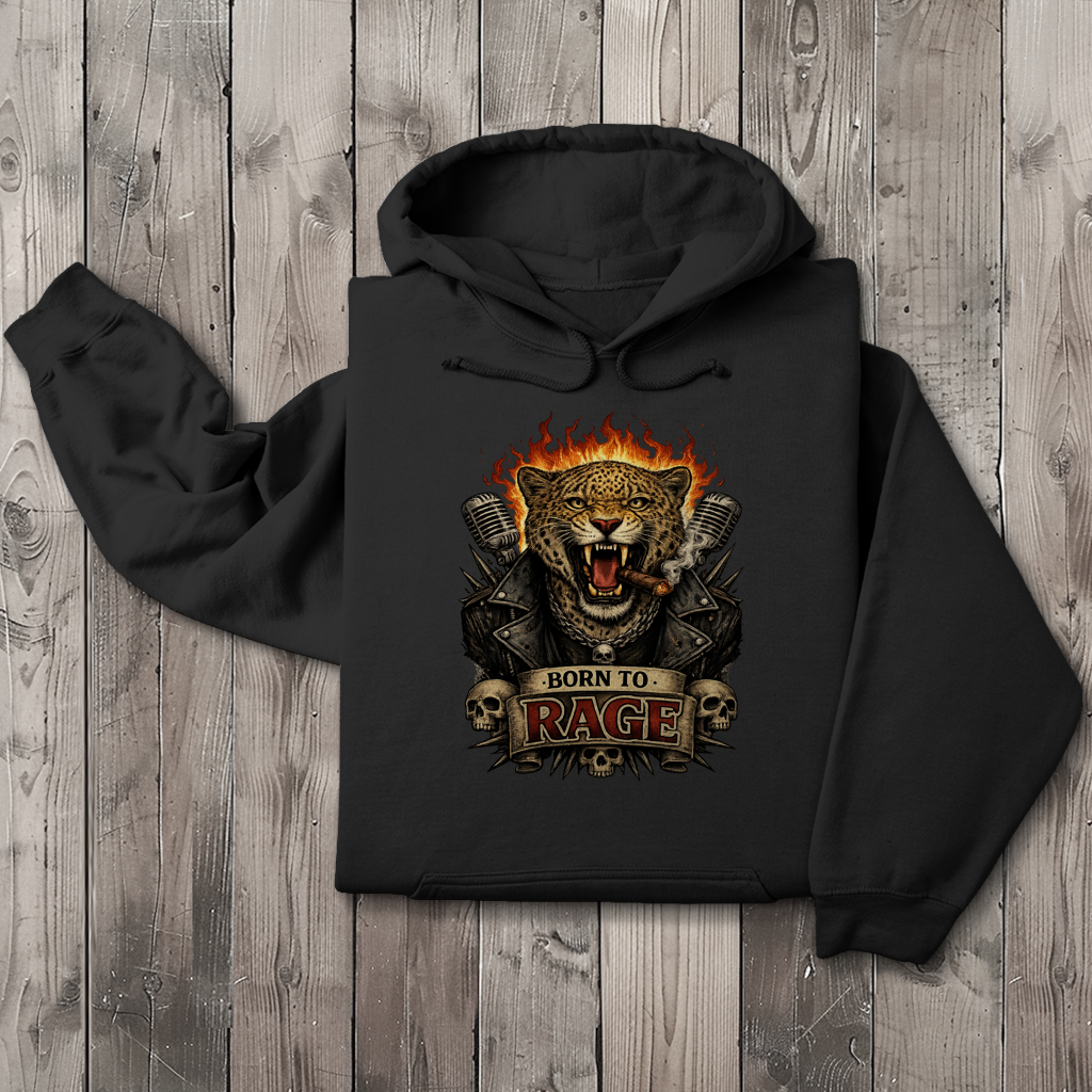 Herren Hoodie Leopard Born To RAGE