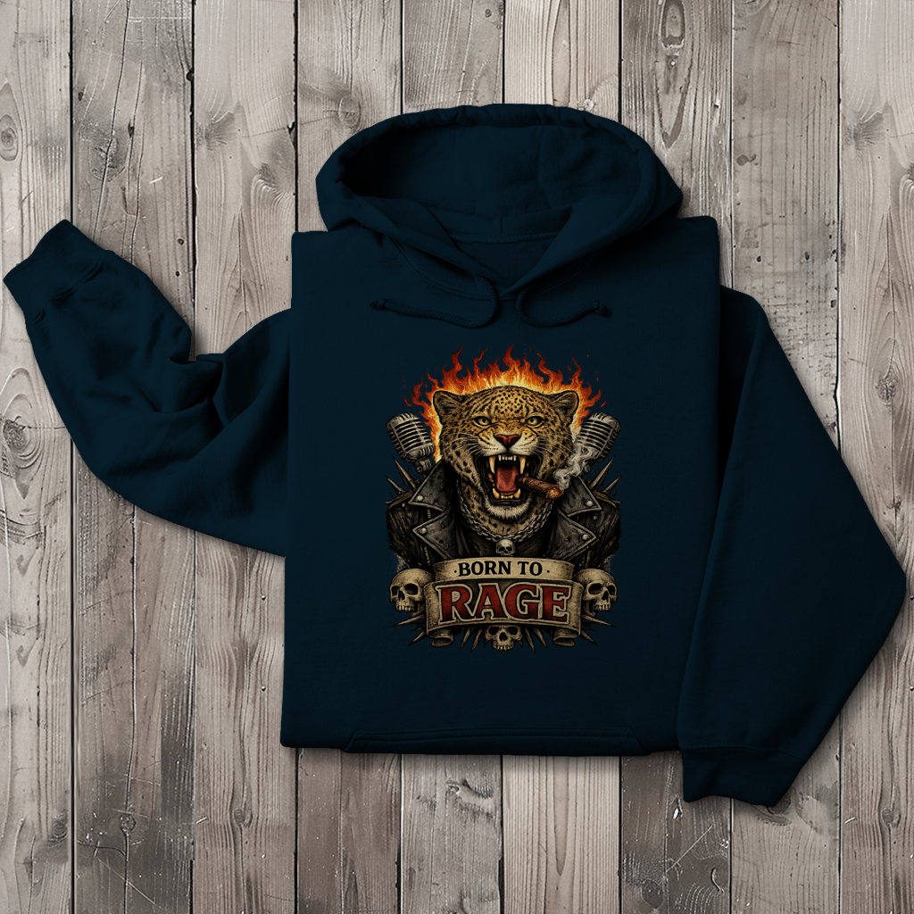 Herren Hoodie Leopard Born To RAGE
