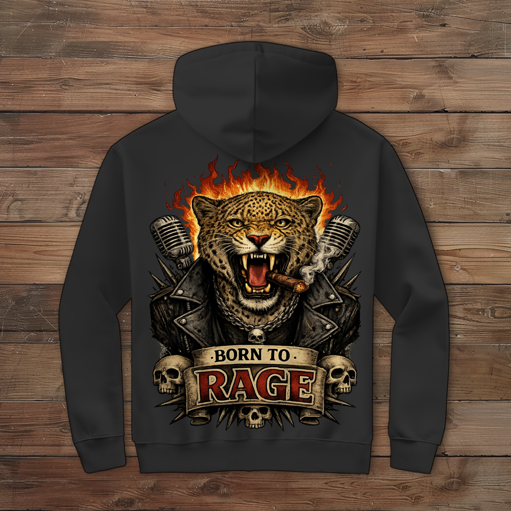 Herren Zipper Hoodie Leopard Born To RAGE