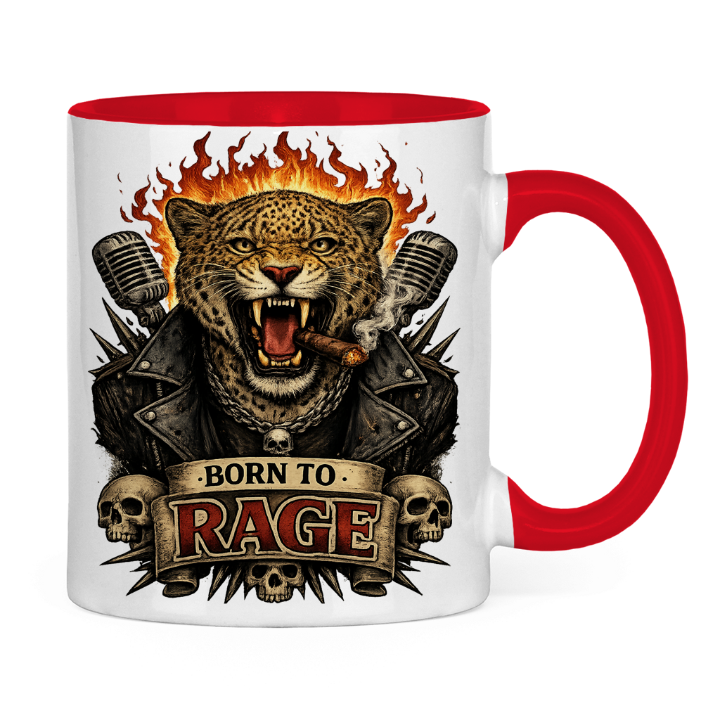Tasse zweifarbig Leopard Born To RAGE