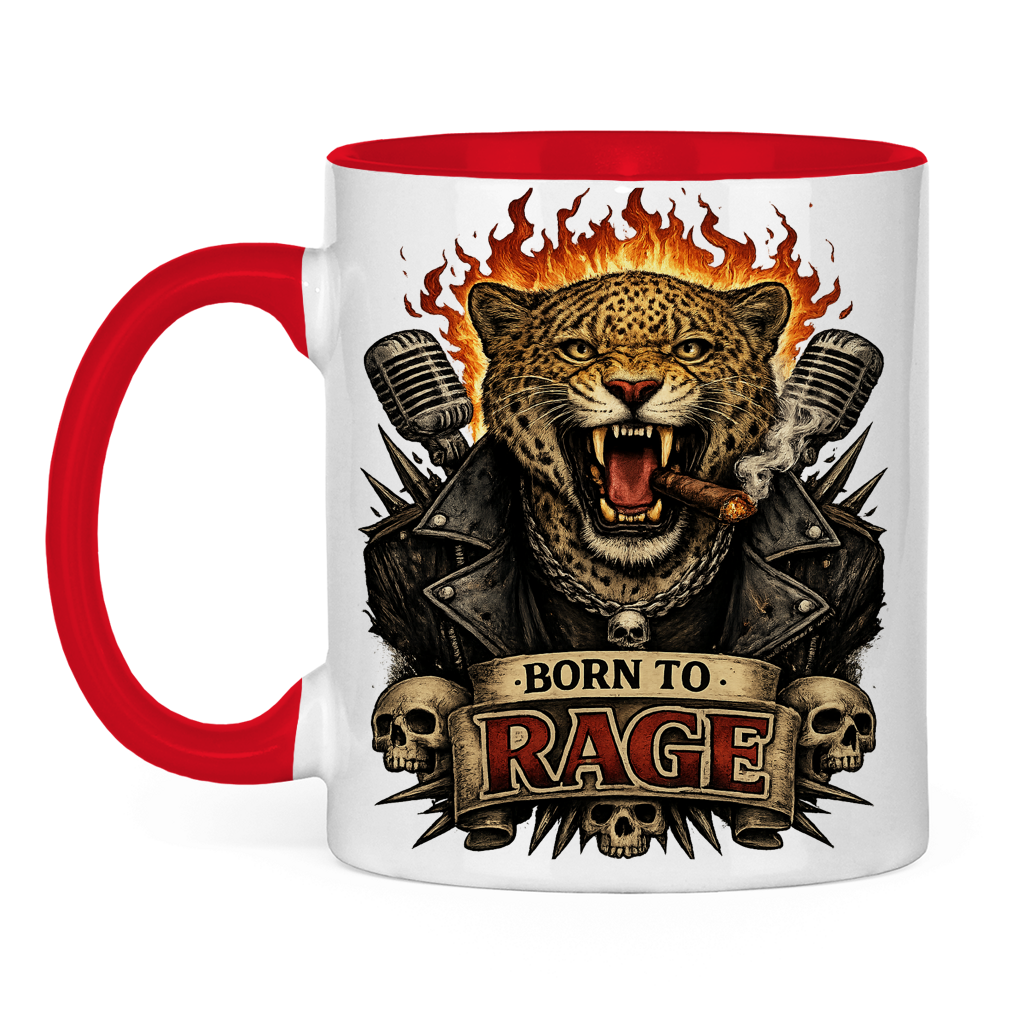 Tasse zweifarbig Leopard Born To RAGE
