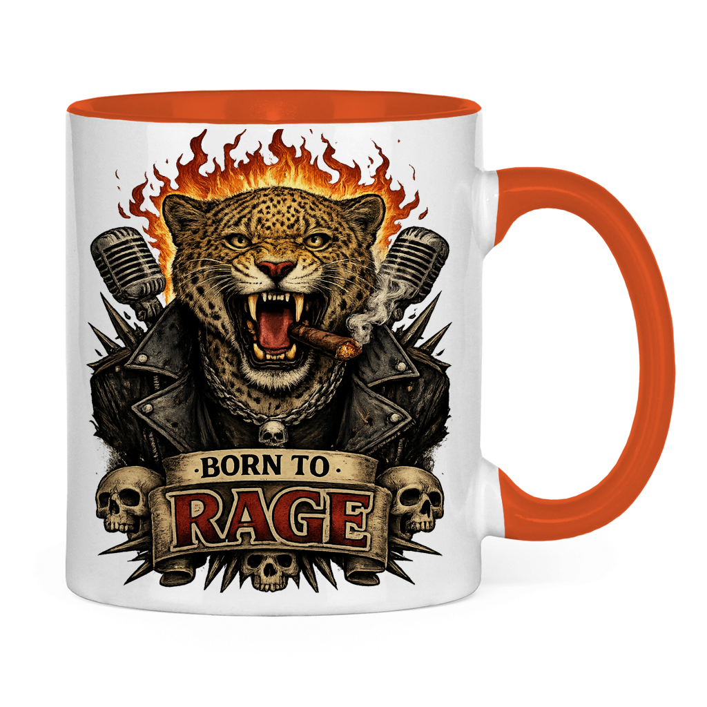Tasse zweifarbig Leopard Born To RAGE
