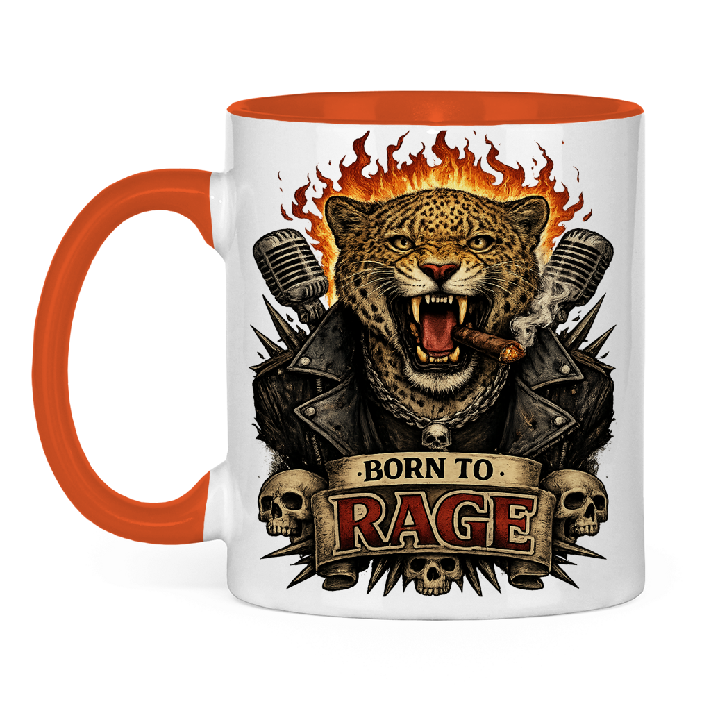 Tasse zweifarbig Leopard Born To RAGE