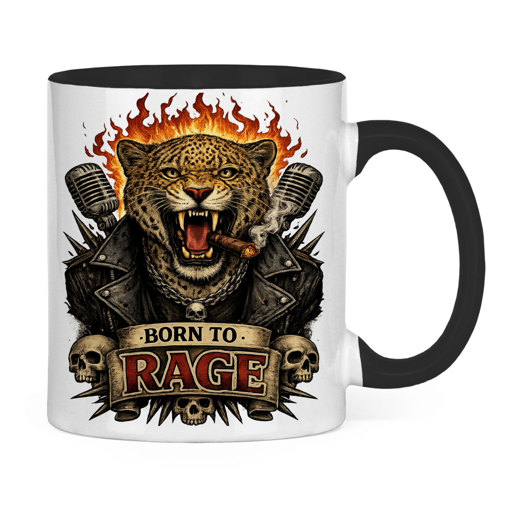 Tasse zweifarbig Leopard Born To RAGE