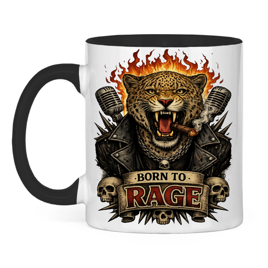 Tasse zweifarbig Leopard Born To RAGE