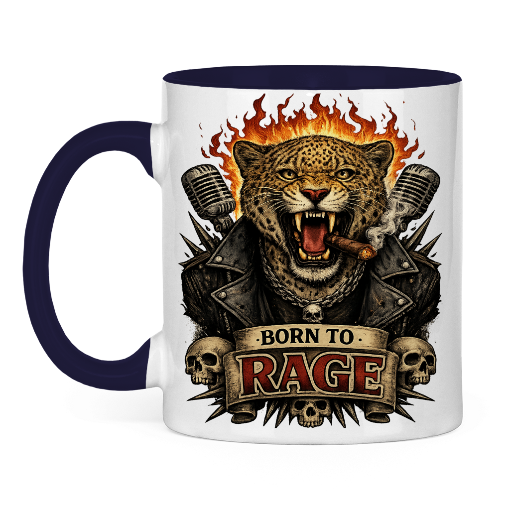 Tasse zweifarbig Leopard Born To RAGE